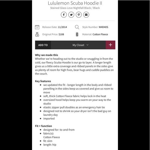 💕LULULEMON SCUBA HOODIE/JACKET-STAINED GLASS-8💕 - Picture 13 of 13